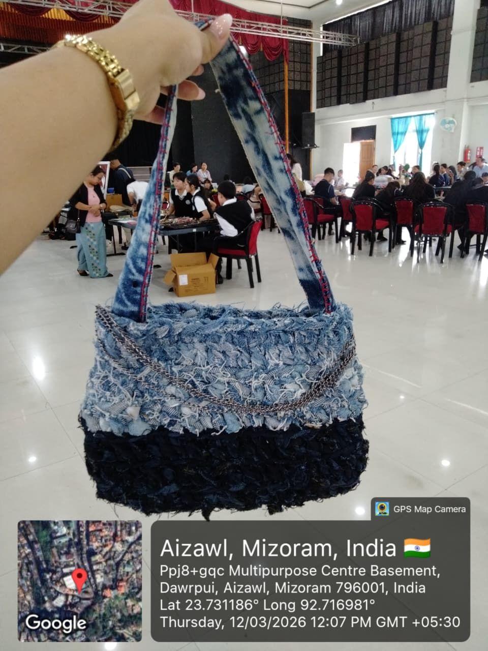 Handbag made of old clothes
